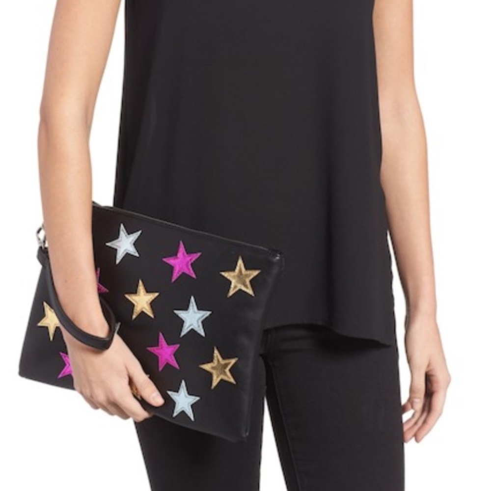 Soft Faux Leather Star Clutch